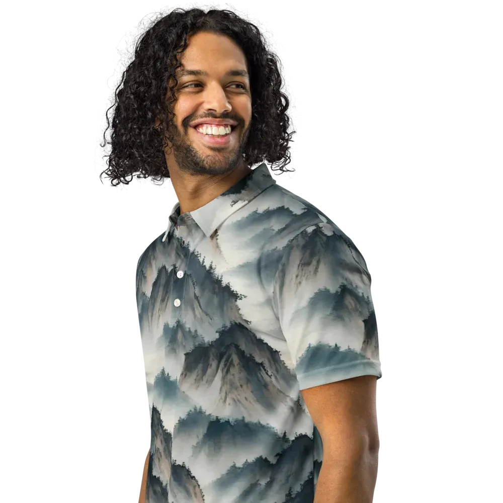 Mistbound Mountains on Men's Slim Fit Polo Shirt — Left Front
