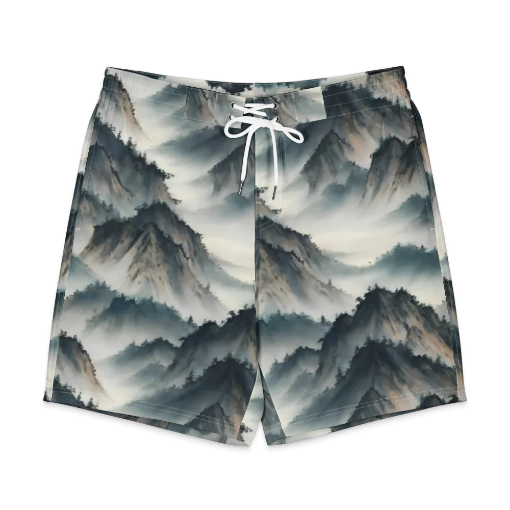 Mistbound Mountains on Men's Board Shorts — Front
