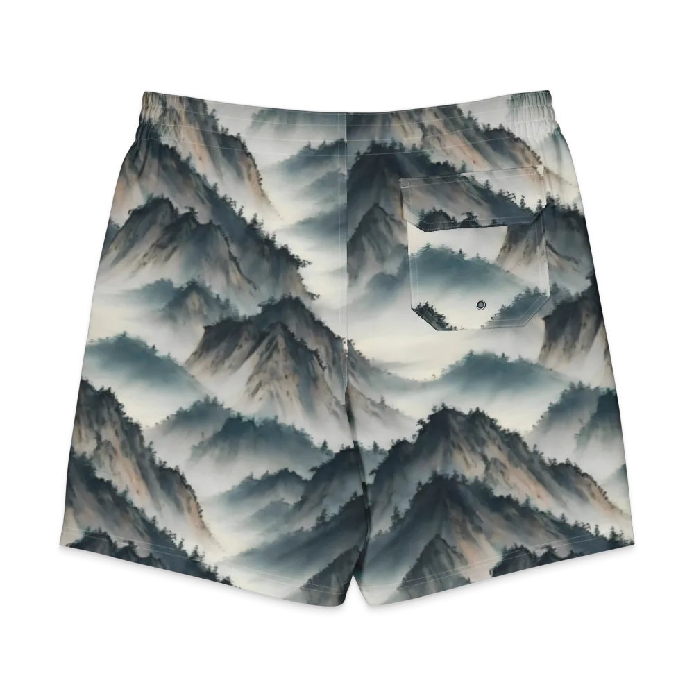 Mistbound Mountains on Men's Board Shorts — Back
