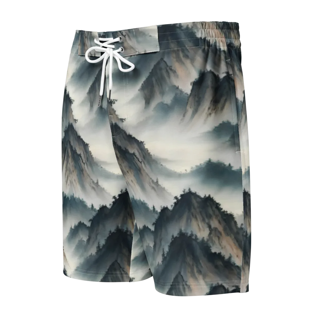 Mistbound Mountains on Men's Board Shorts — Front