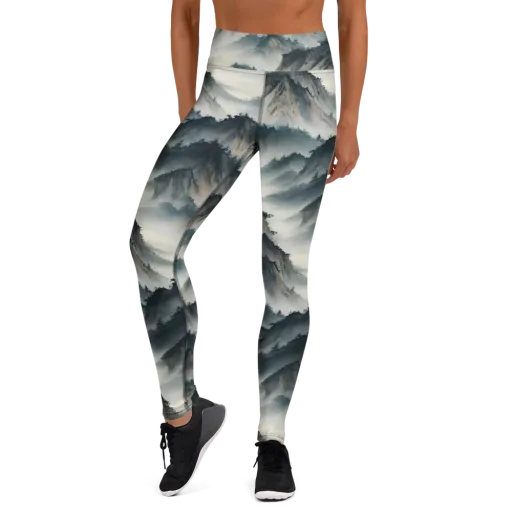 Mistbound Mountains on a Yoga Leggings