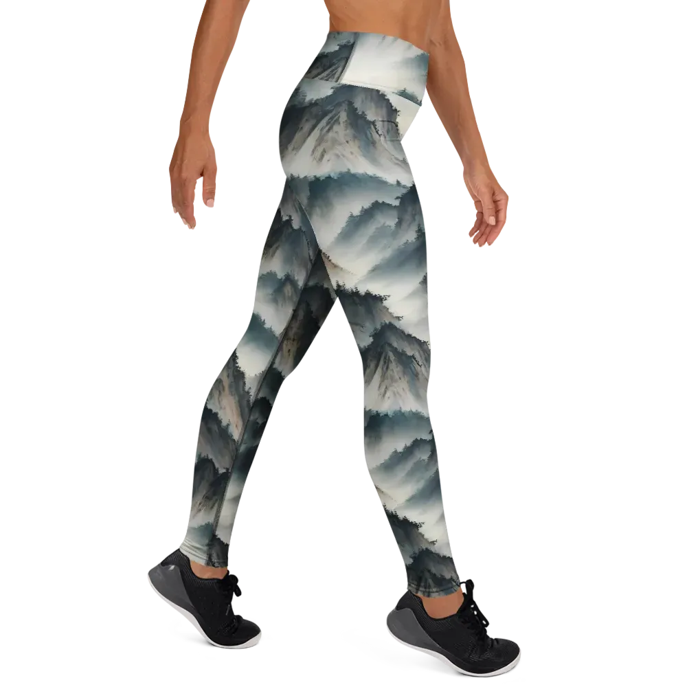 Mistbound Mountains on Yoga Leggings — Right