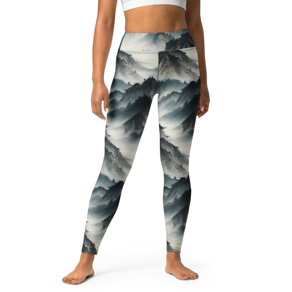 Mistbound Mountains on Yoga Leggings — Front