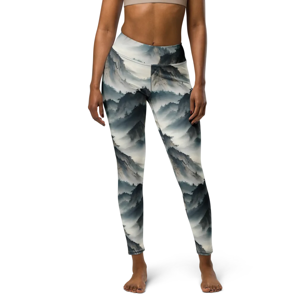 Mistbound Mountains on Yoga Leggings — Front