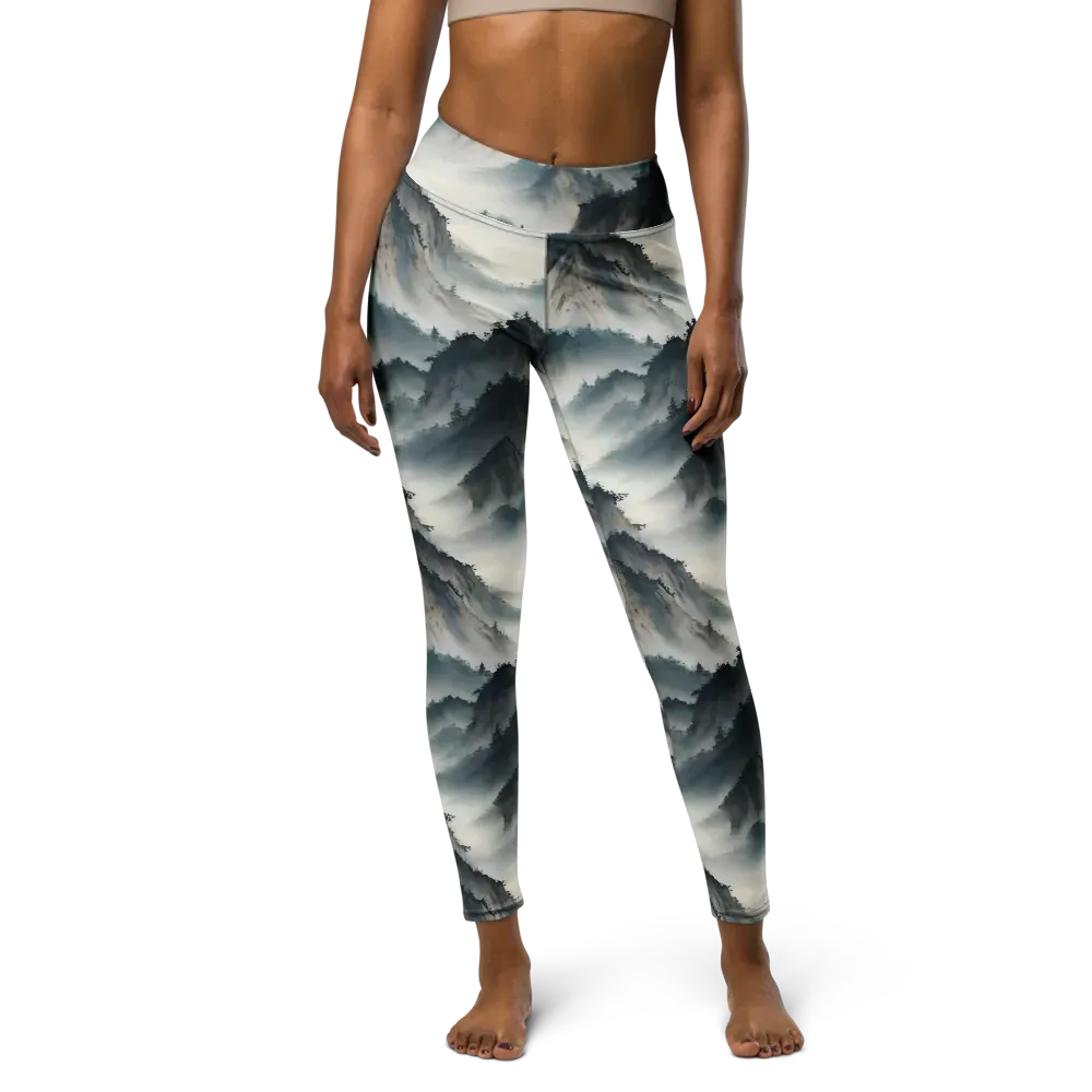 Mistbound Mountains on Yoga Leggings — Front