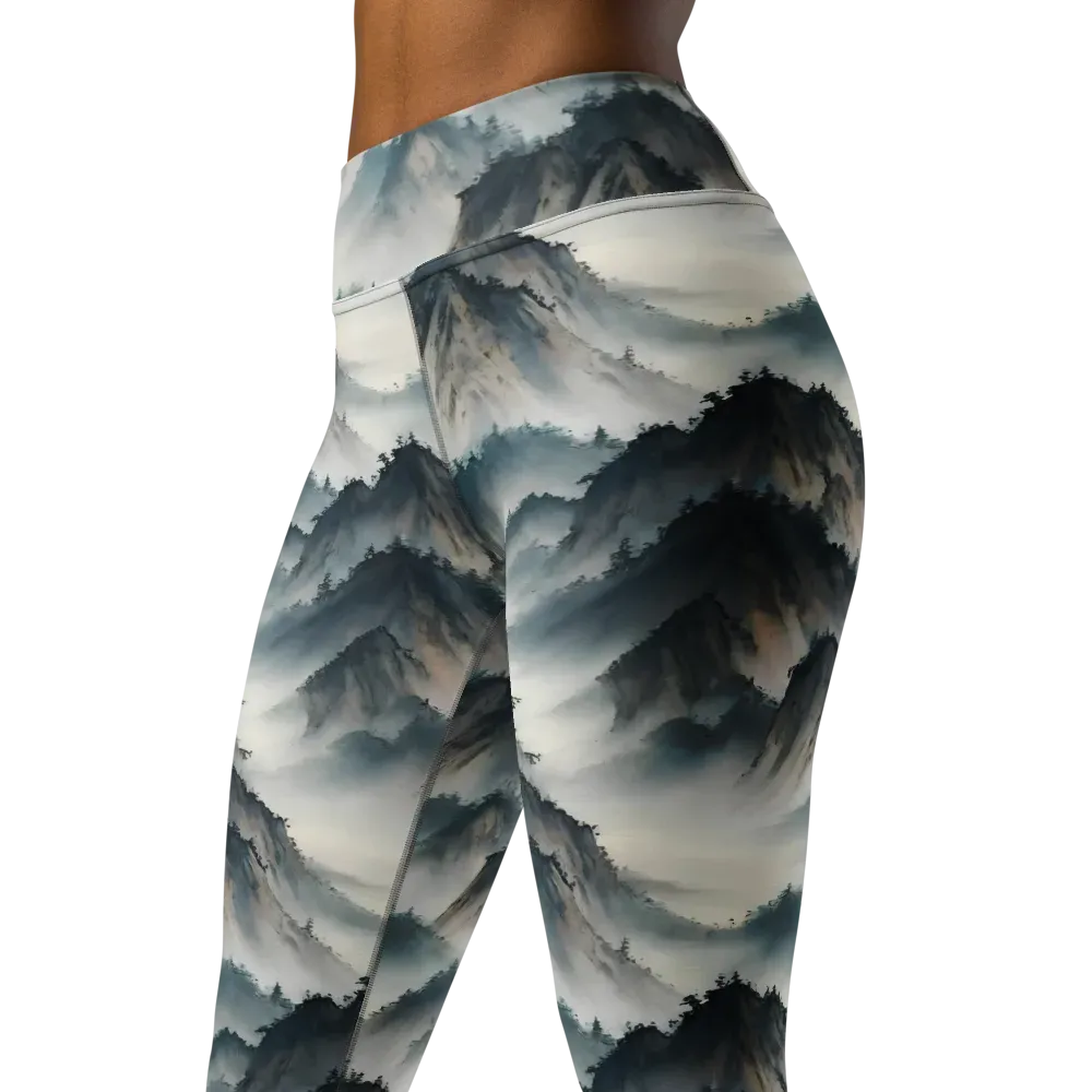 Mistbound Mountains on Yoga Leggings — Left Front