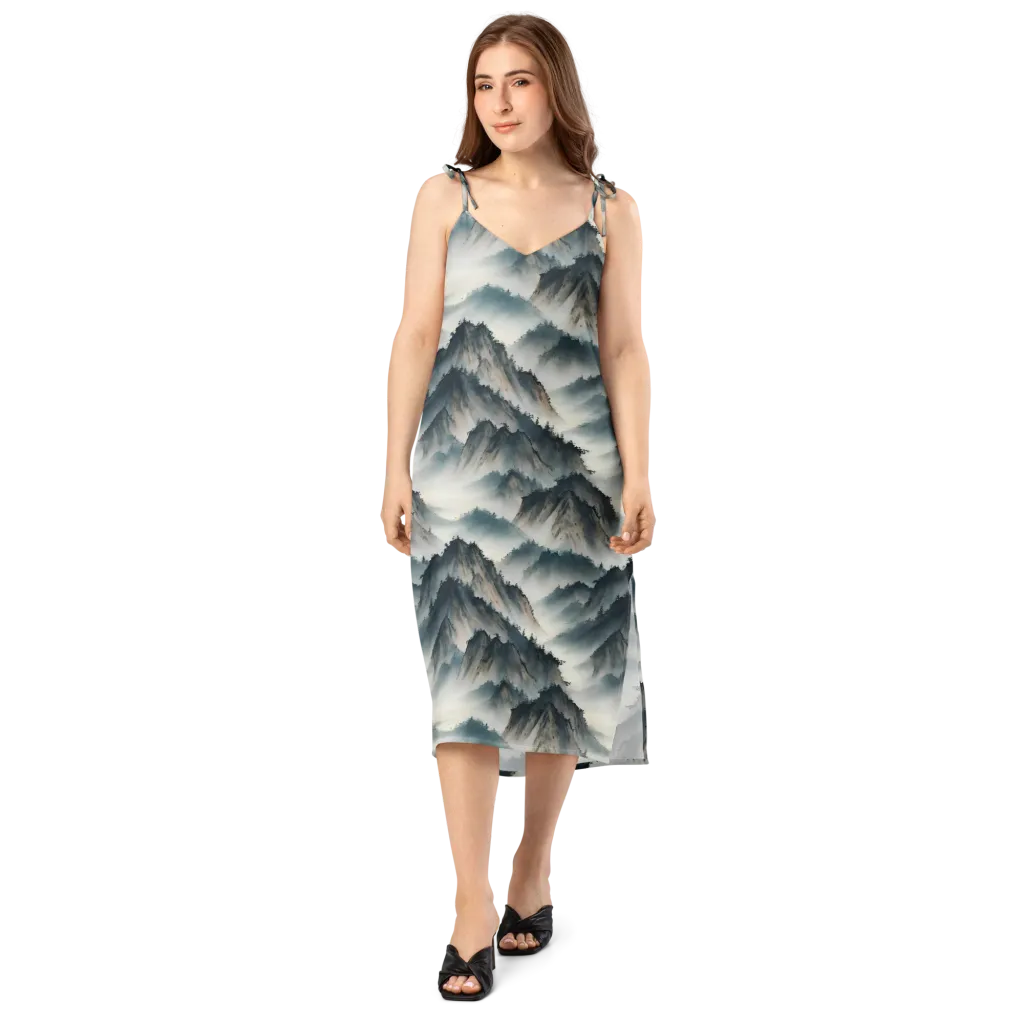 Mistbound Mountains on Slip Dress — Front