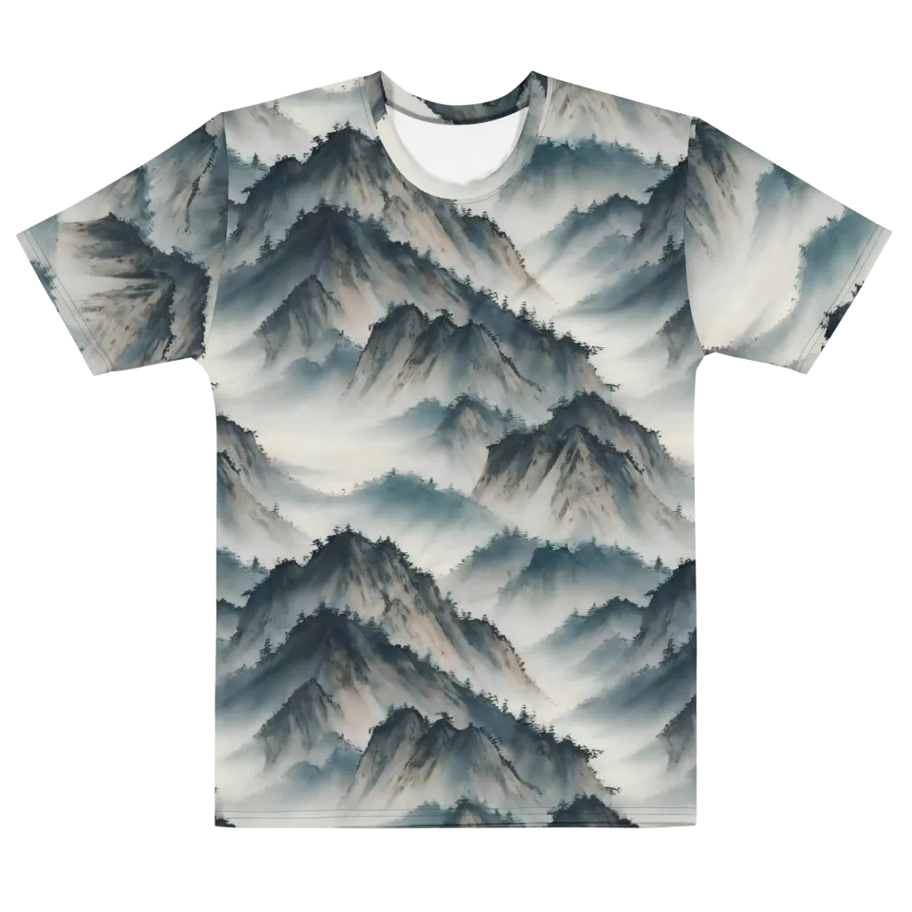 Mistbound Mountains on Men's Cotton Crew Neck T-Shirt — Front