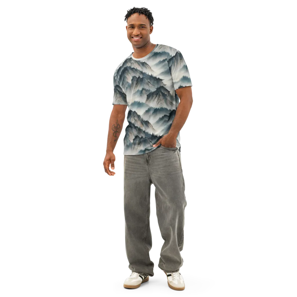 Mistbound Mountains on Men's Cotton Crew Neck T-Shirt — Front