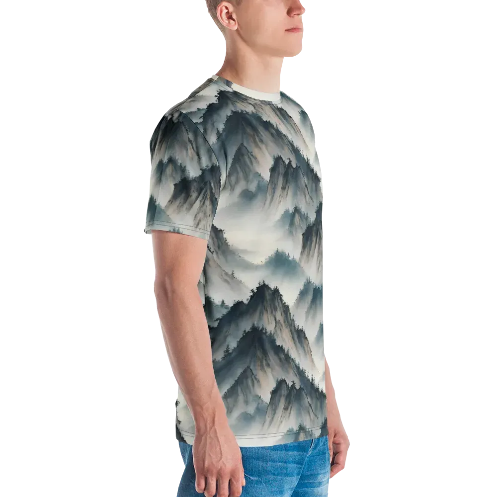 Mistbound Mountains on Men's Crew Neck T-Shirt — Right