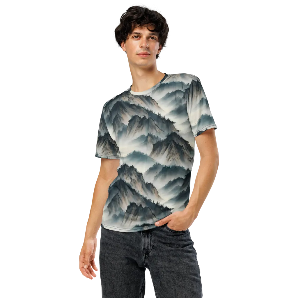 Mistbound Mountains on Men's Crew Neck T-Shirt — Front