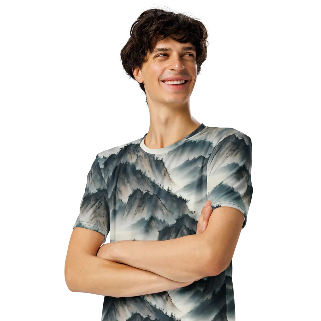 Mistbound Mountains on Men's Crew Neck T-Shirt — Left Front