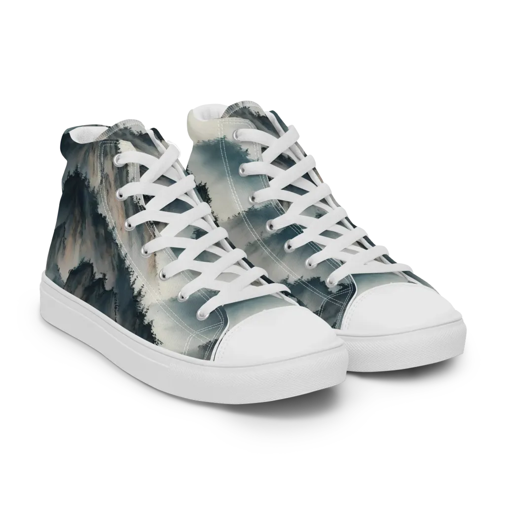 Mistbound Mountains on Men's High Top Canvas Shoes — Right Front