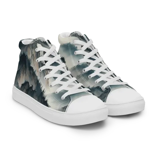 Mistbound Mountains on a Men's High Top Canvas Shoes
