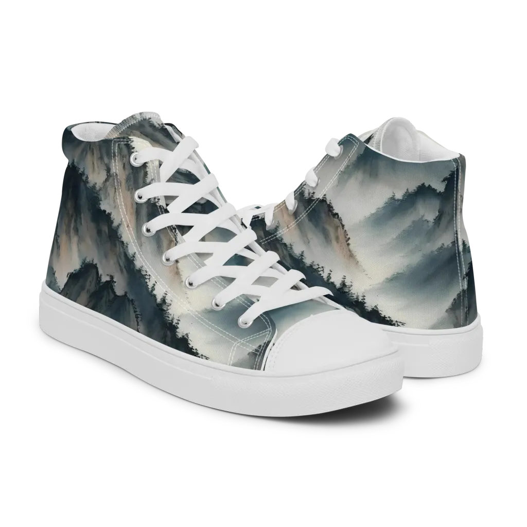 Mistbound Mountains on Men's High Top Canvas Shoes — Right