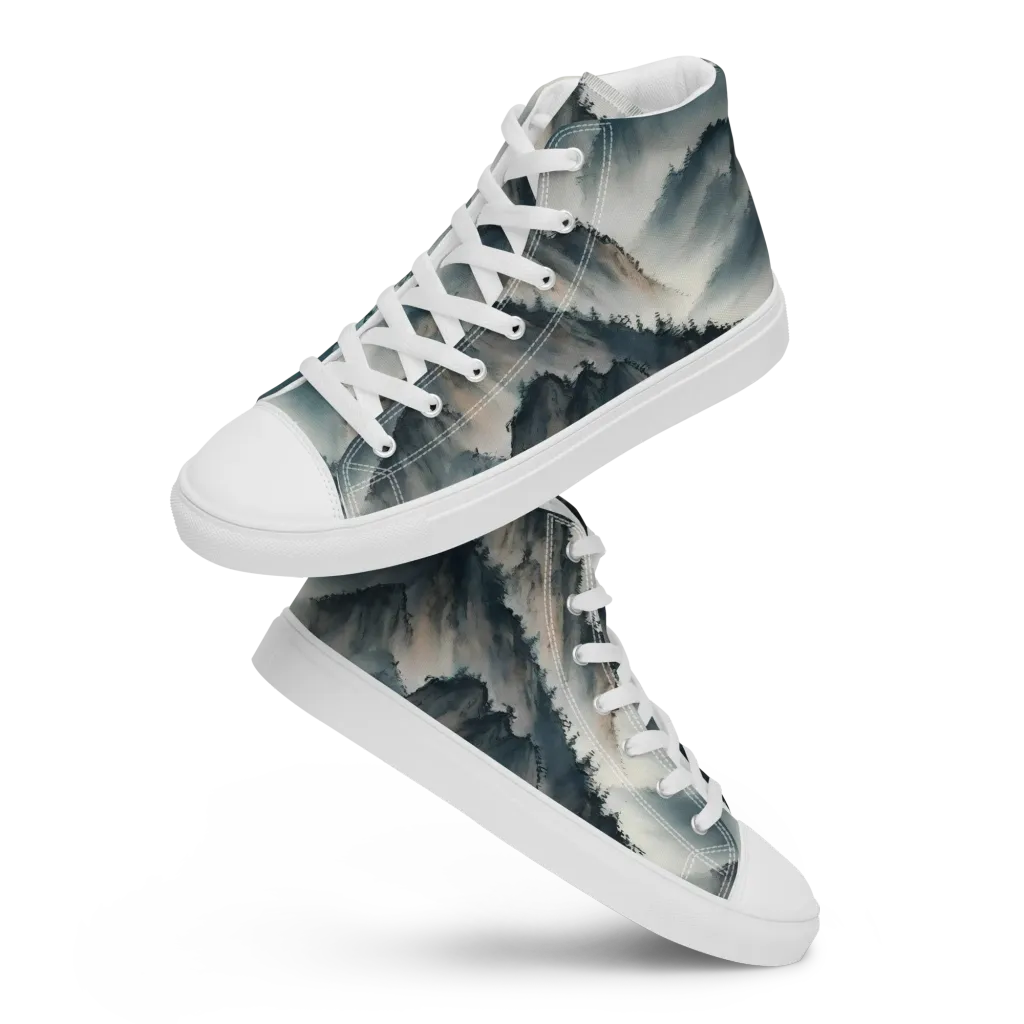 Mistbound Mountains on Men's High Top Canvas Shoes — Front