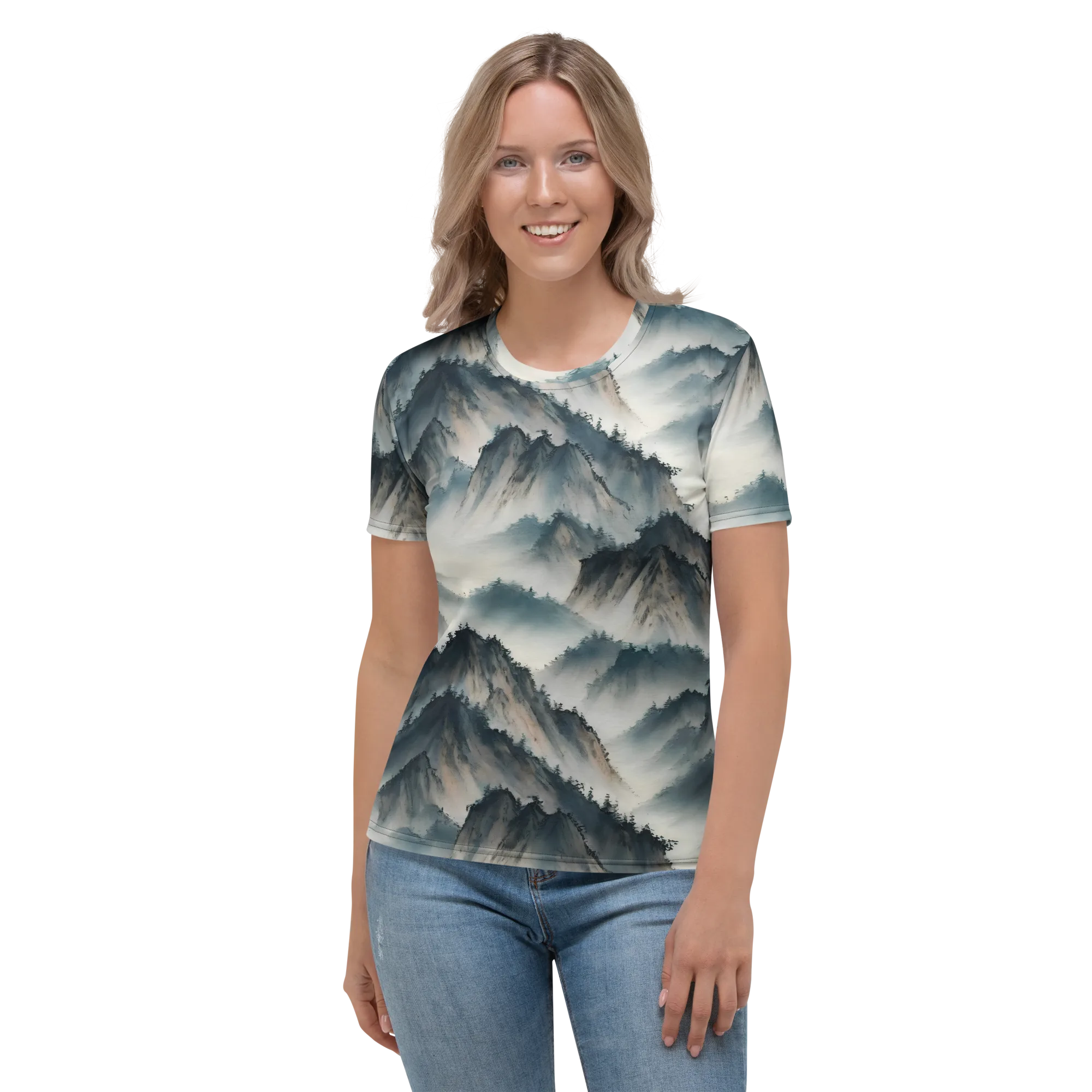 Mistbound Mountains on Women's Crew Neck T-Shirt — Front