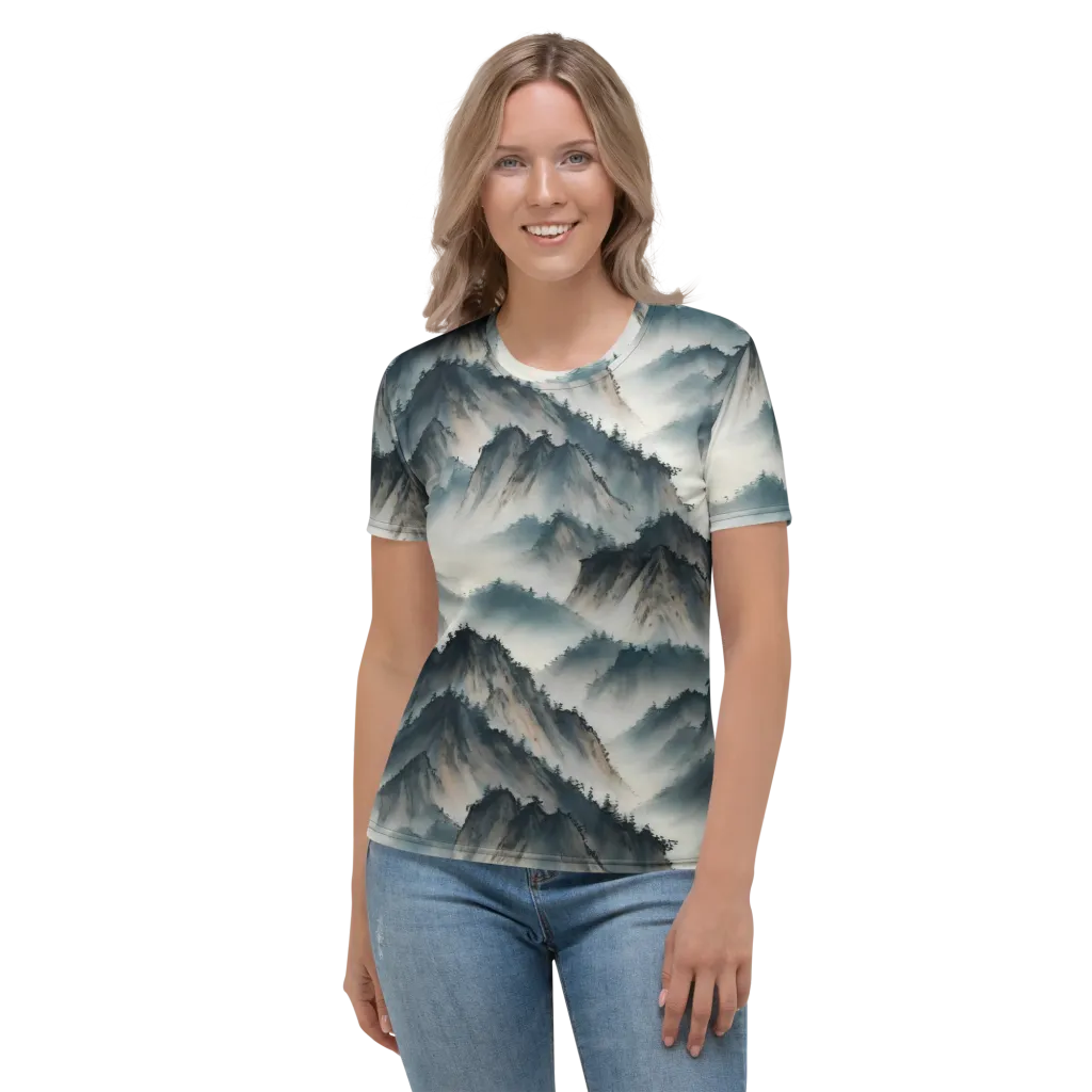 Mistbound Mountains on Women's Crew Neck T-Shirt — Front