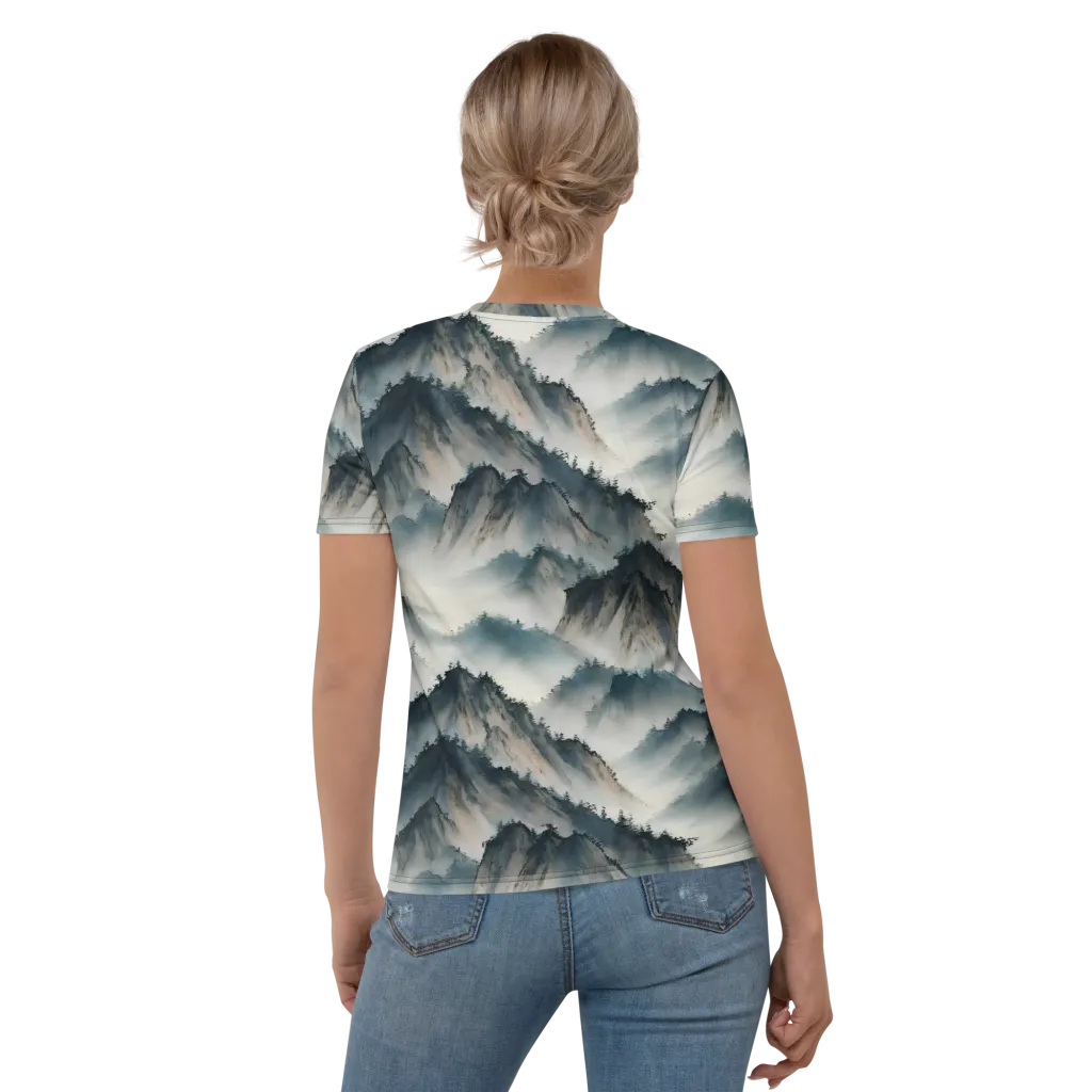 Mistbound Mountains on Women's Crew Neck T-Shirt — Back