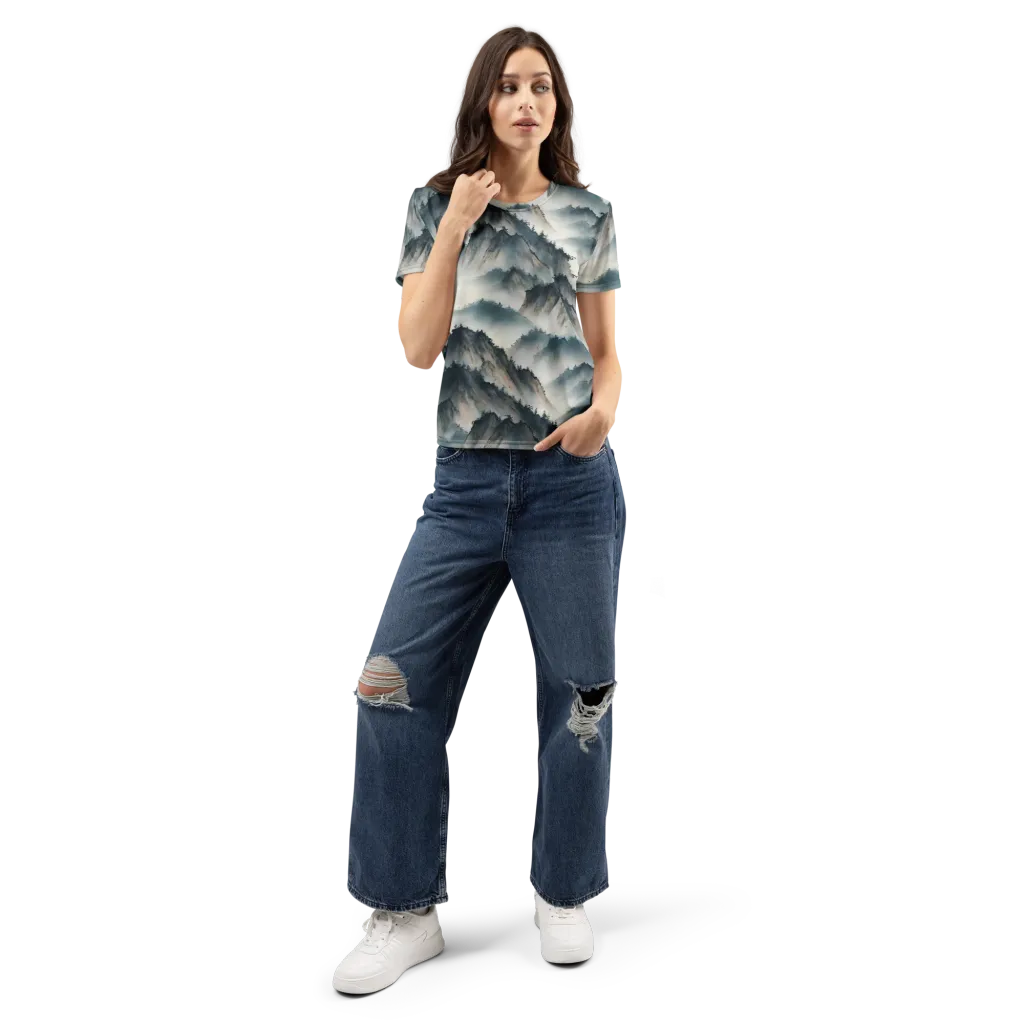 Mistbound Mountains on Women's Crew Neck T-Shirt — Front