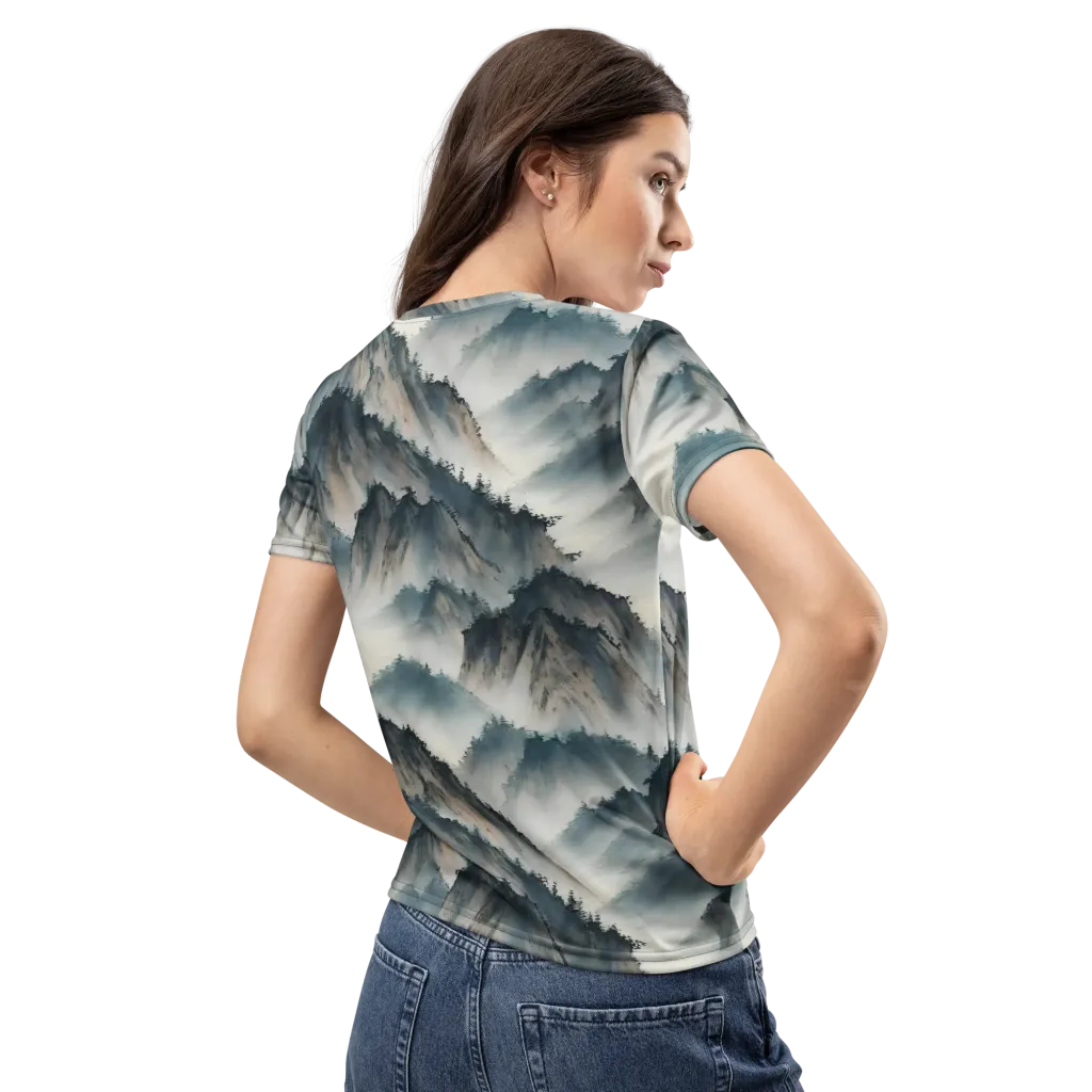 Mistbound Mountains on Women's Crew Neck T-Shirt — Back