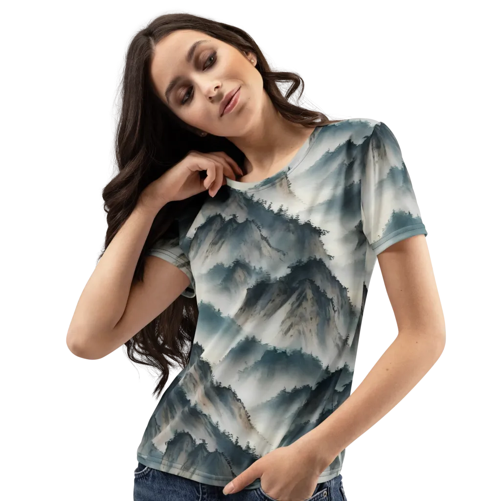 Mistbound Mountains on Women's Crew Neck T-Shirt — Left Front