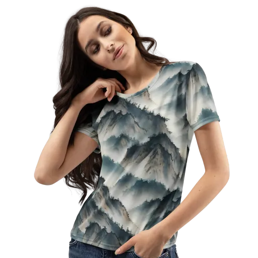 Mistbound Mountains on a Women's Crew Neck T-Shirt