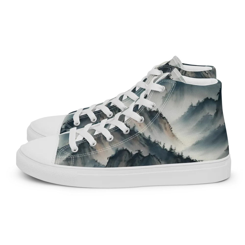 Mistbound Mountains on Women's High Top Canvas Shoes — Left
