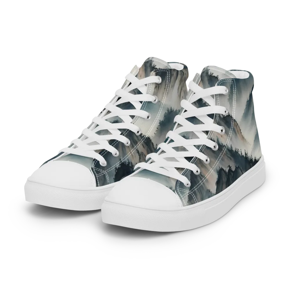 Mistbound Mountains on Women's High Top Canvas Shoes — Left Front