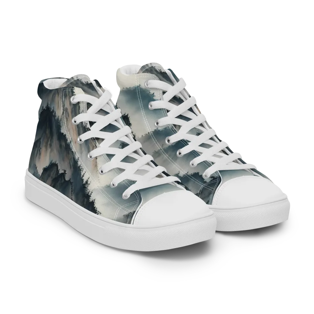 Mistbound Mountains on Women's High Top Canvas Shoes — Right Front