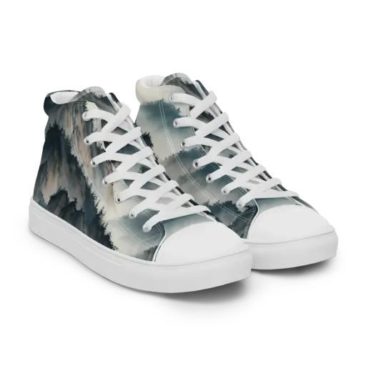 Mistbound Mountains on a Women's High Top Canvas Shoes