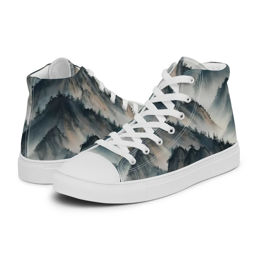Mistbound Mountains on Women's High Top Canvas Shoes — Left