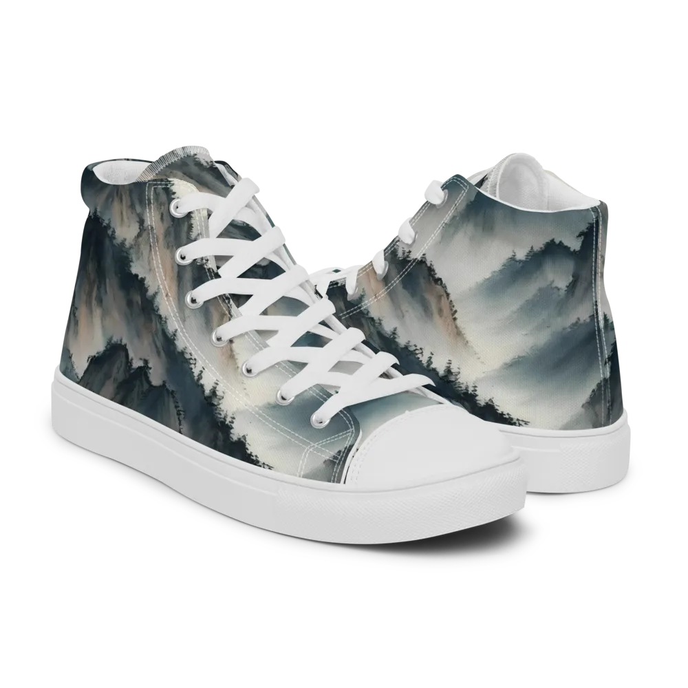 Mistbound Mountains on Women's High Top Canvas Shoes — Right