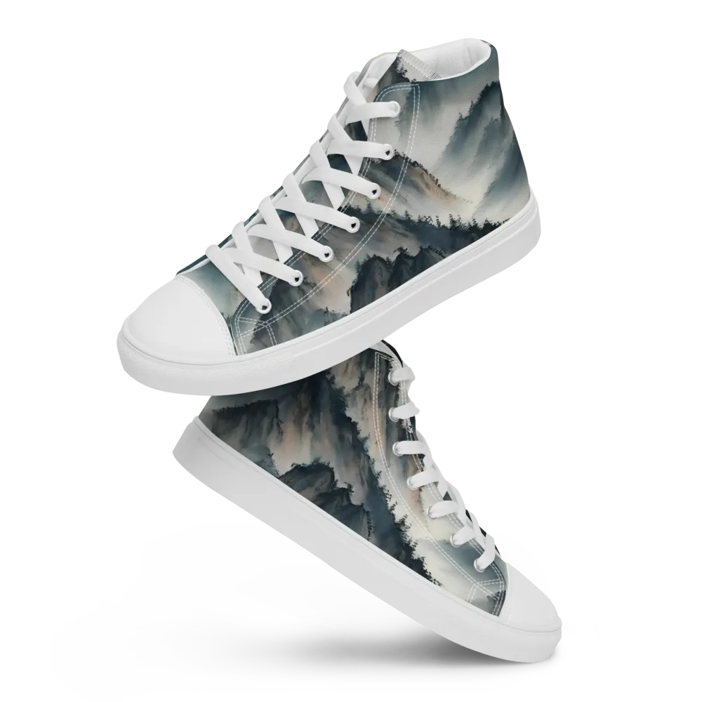 Mistbound Mountains on Women's High Top Canvas Shoes — Front
