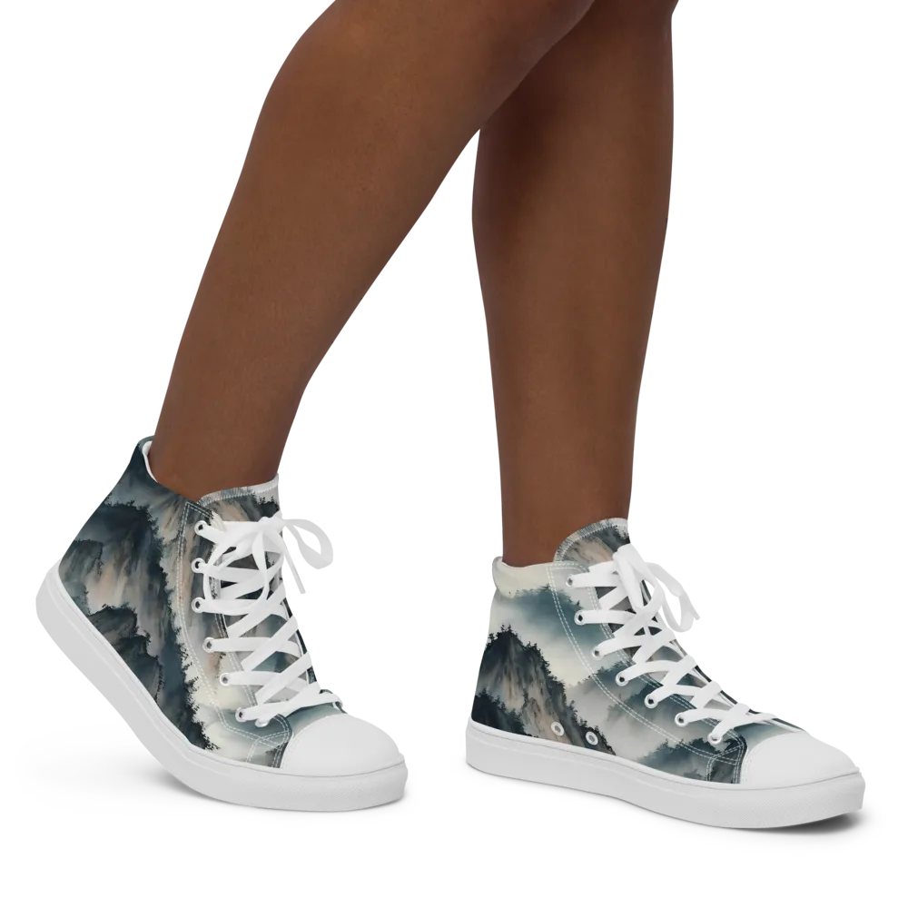 Mistbound Mountains on Women's High Top Canvas Shoes — Right