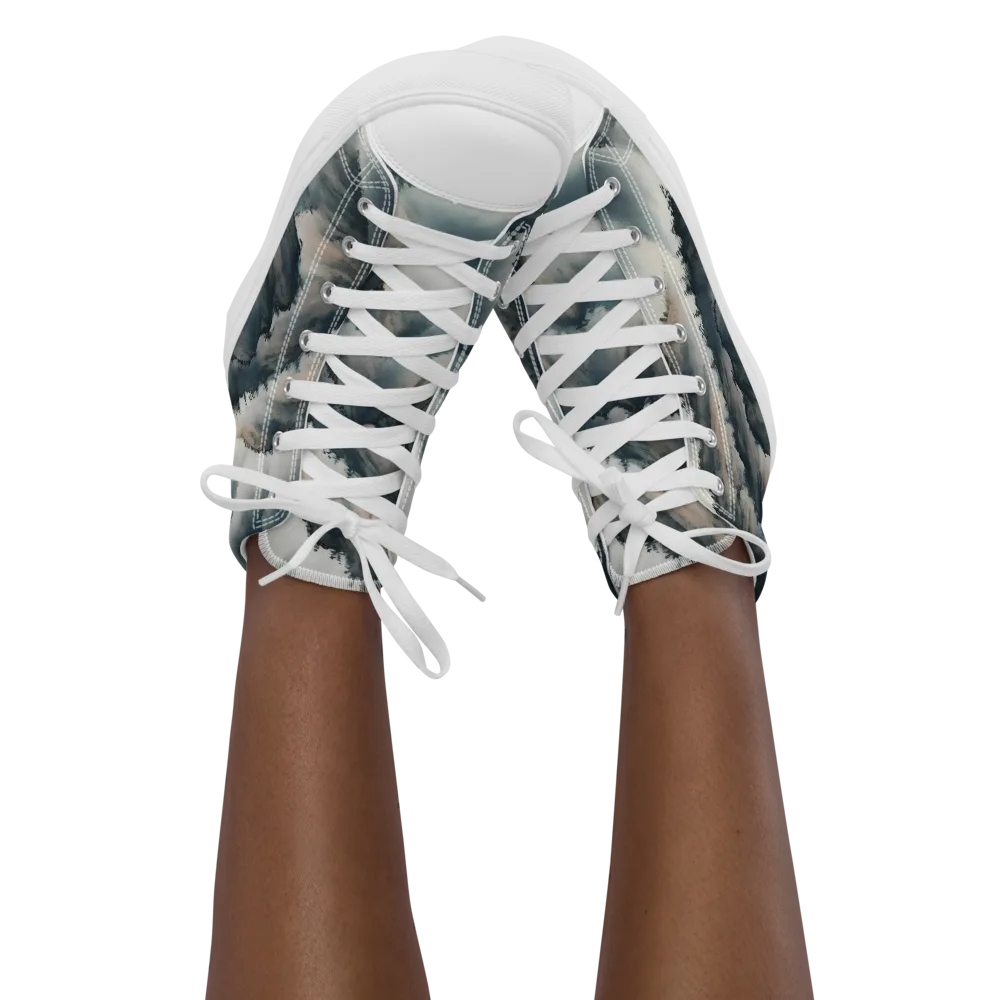 Mistbound Mountains on Women's High Top Canvas Shoes — Front