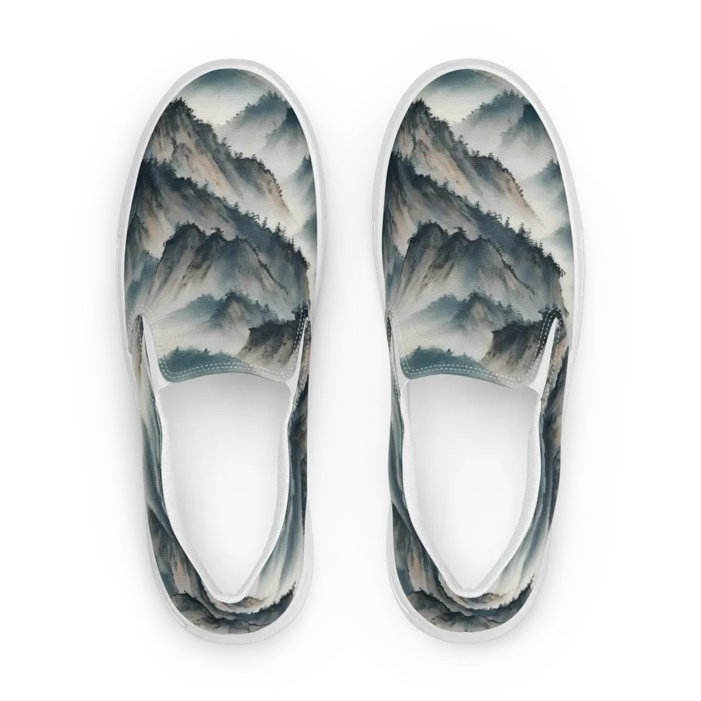 Mistbound Mountains on Men's Slip-On Canvas Shoes — Front