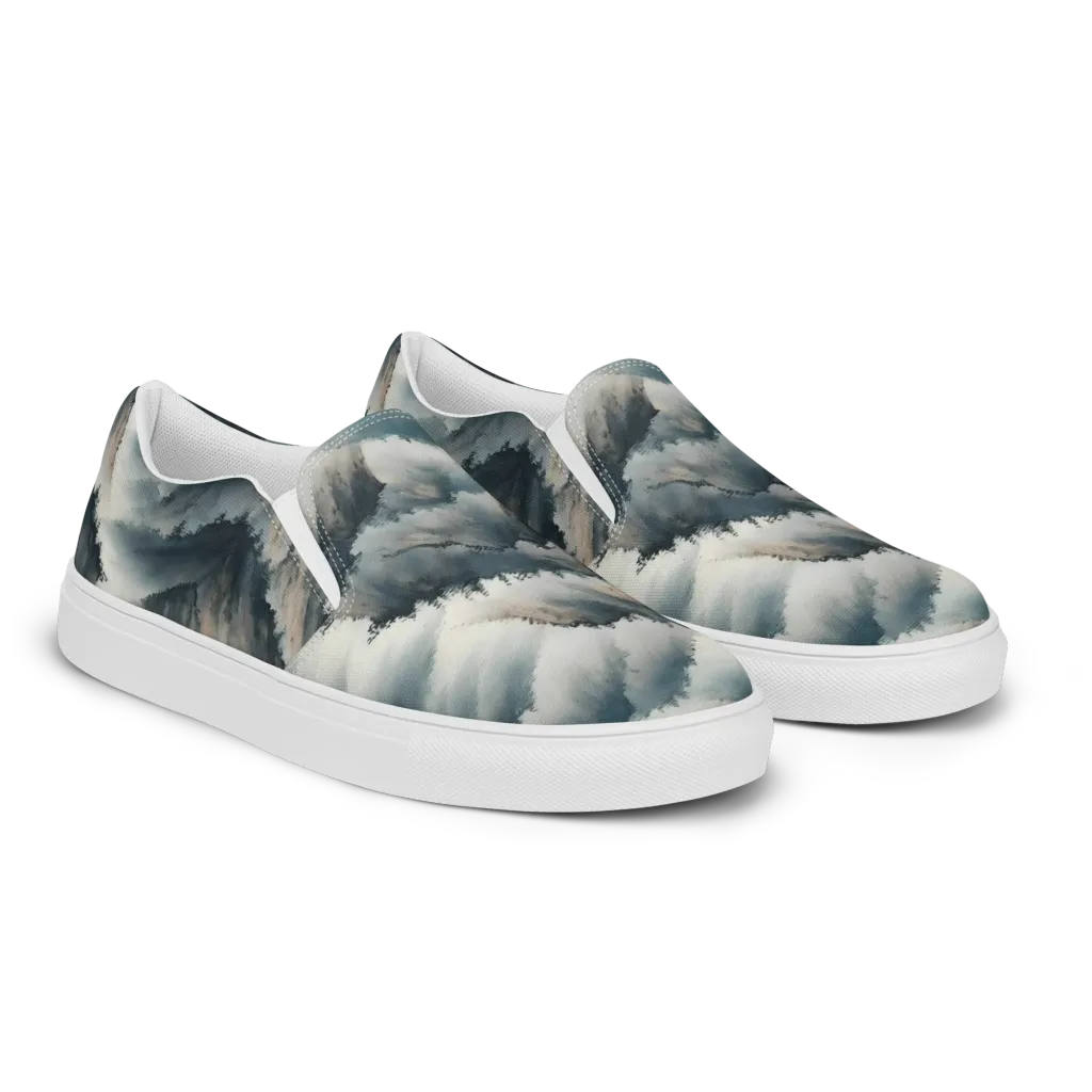 Mistbound Mountains on Men's Slip-On Canvas Shoes — Right Front