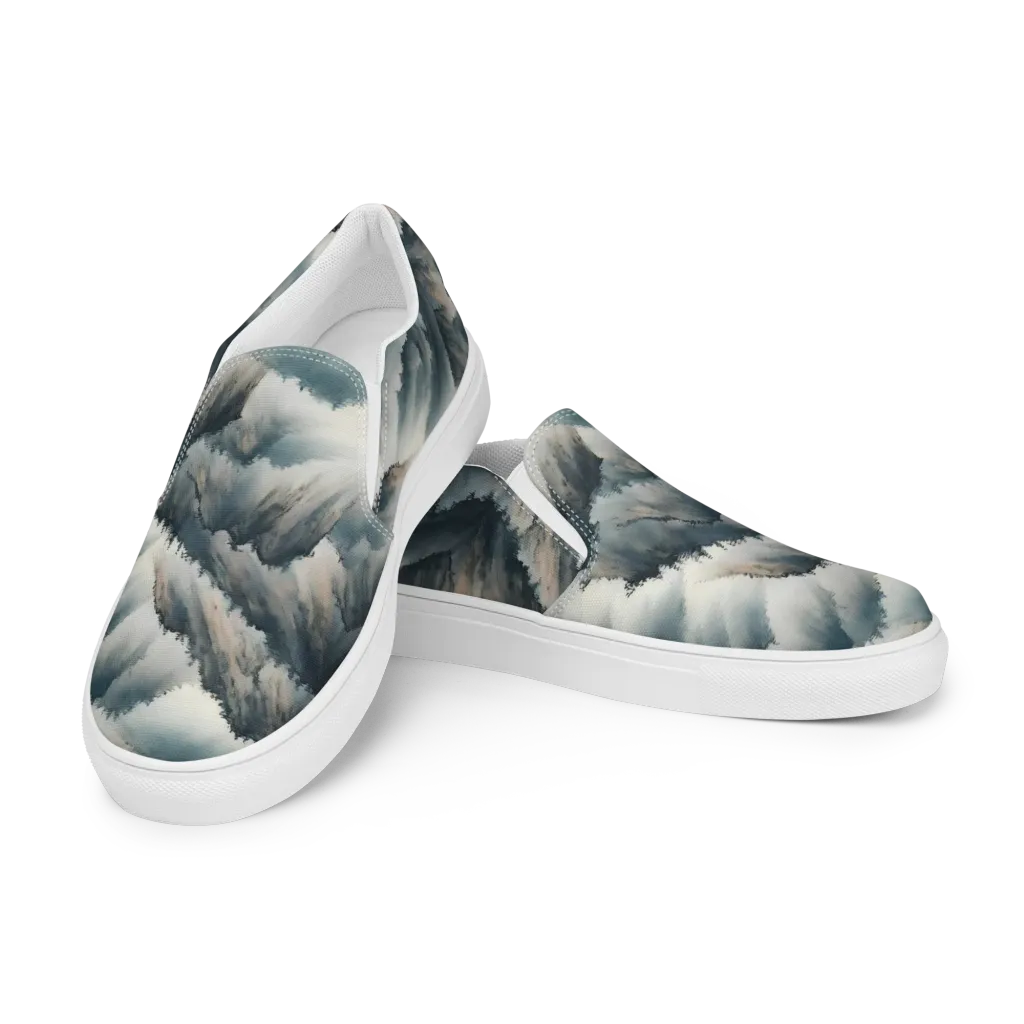 Mistbound Mountains on Men's Slip-On Canvas Shoes — Left Front