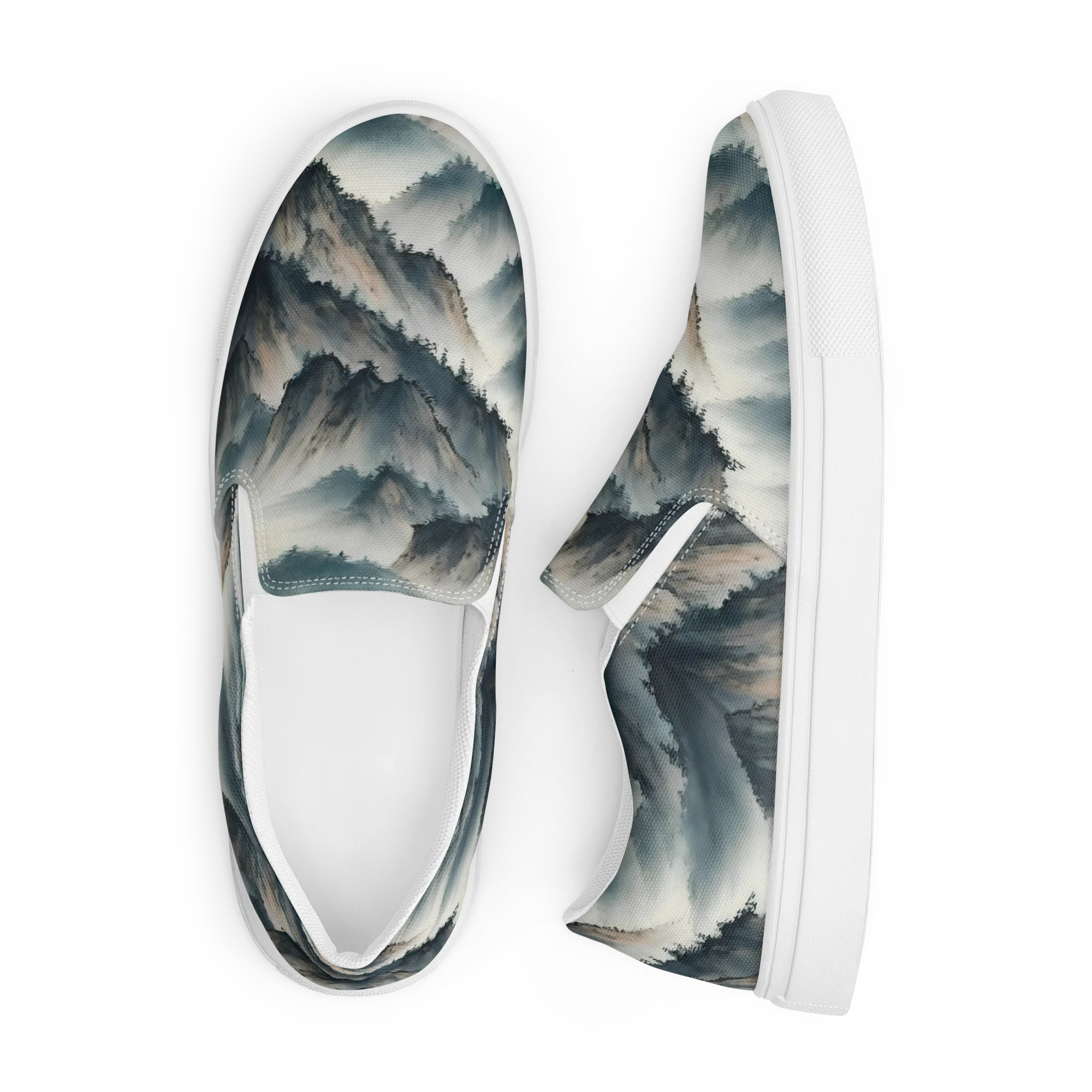 Mistbound Mountains on Men's Slip-On Canvas Shoes — Front