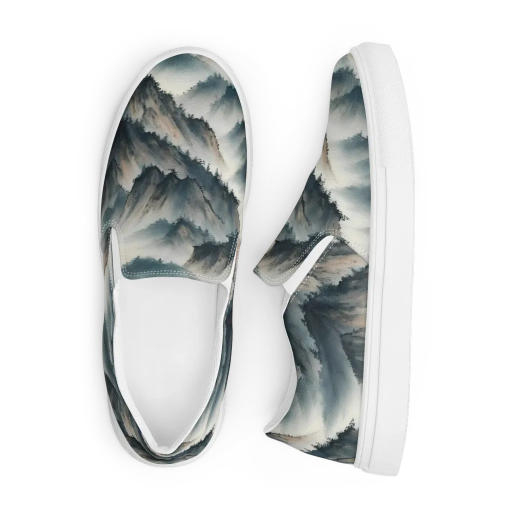Mistbound Mountains on Men's Slip-On Canvas Shoes — Front