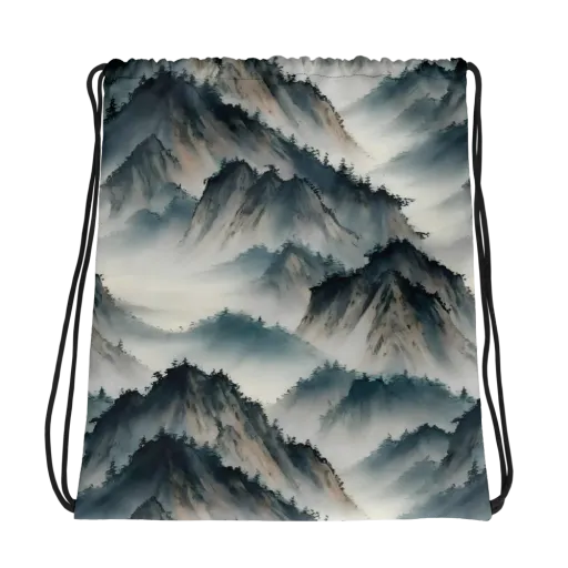 Mistbound Mountains on a Drawstring Bag