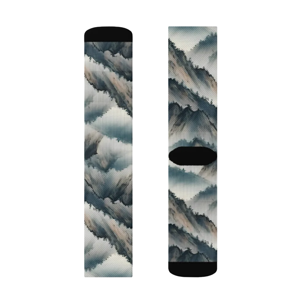 Mistbound Mountains on Socks — Left Sock