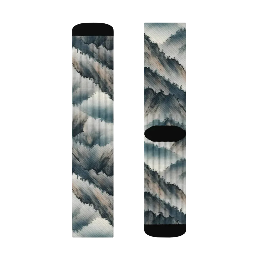 Mistbound Mountains on Socks — Right Sock