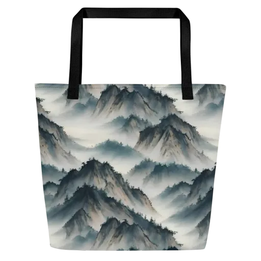 Mistbound Mountains on a Large Tote Bag W/ Pocket