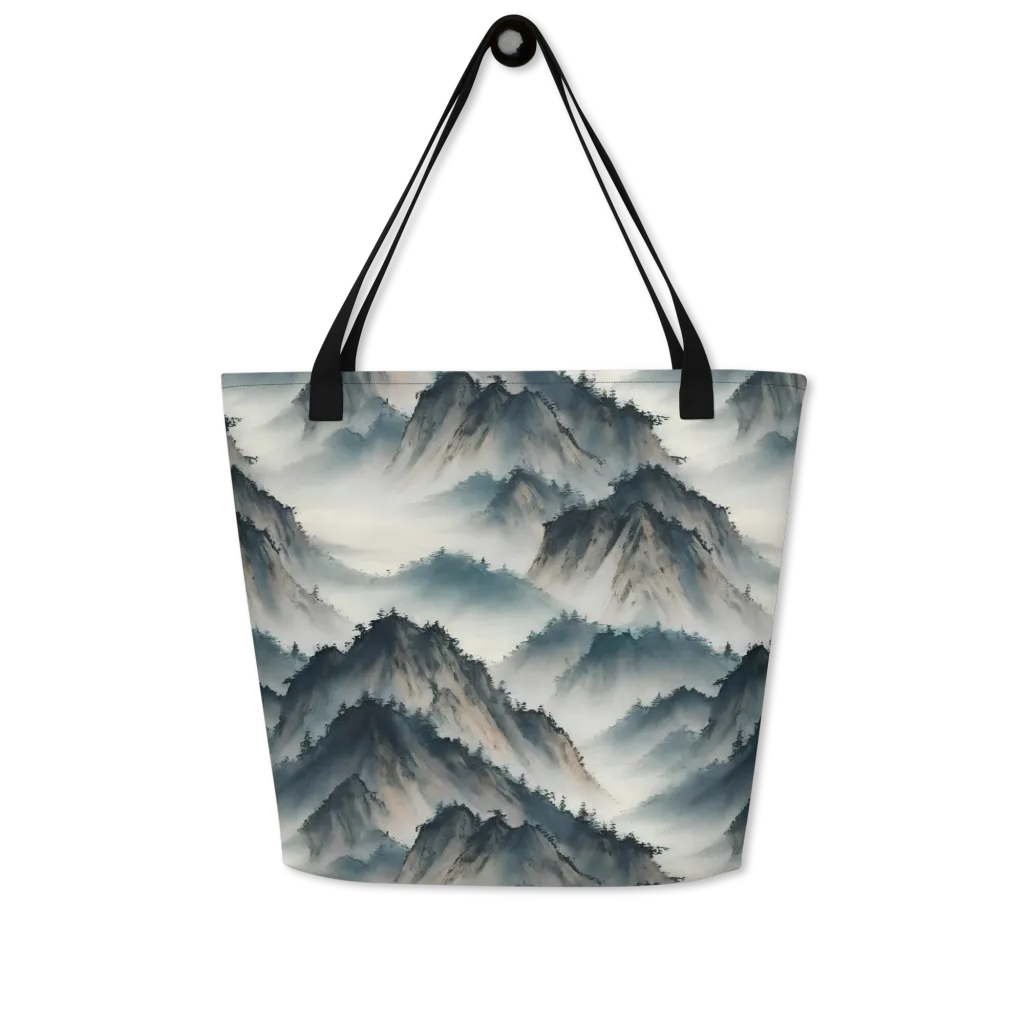 Mistbound Mountains on Large Tote Bag W/ Pocket — Front