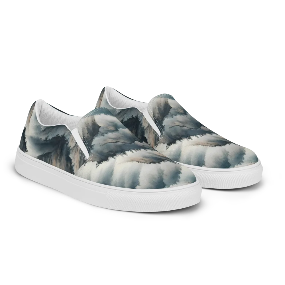 Mistbound Mountains on Women's Slip-On Canvas Shoes — Right Front