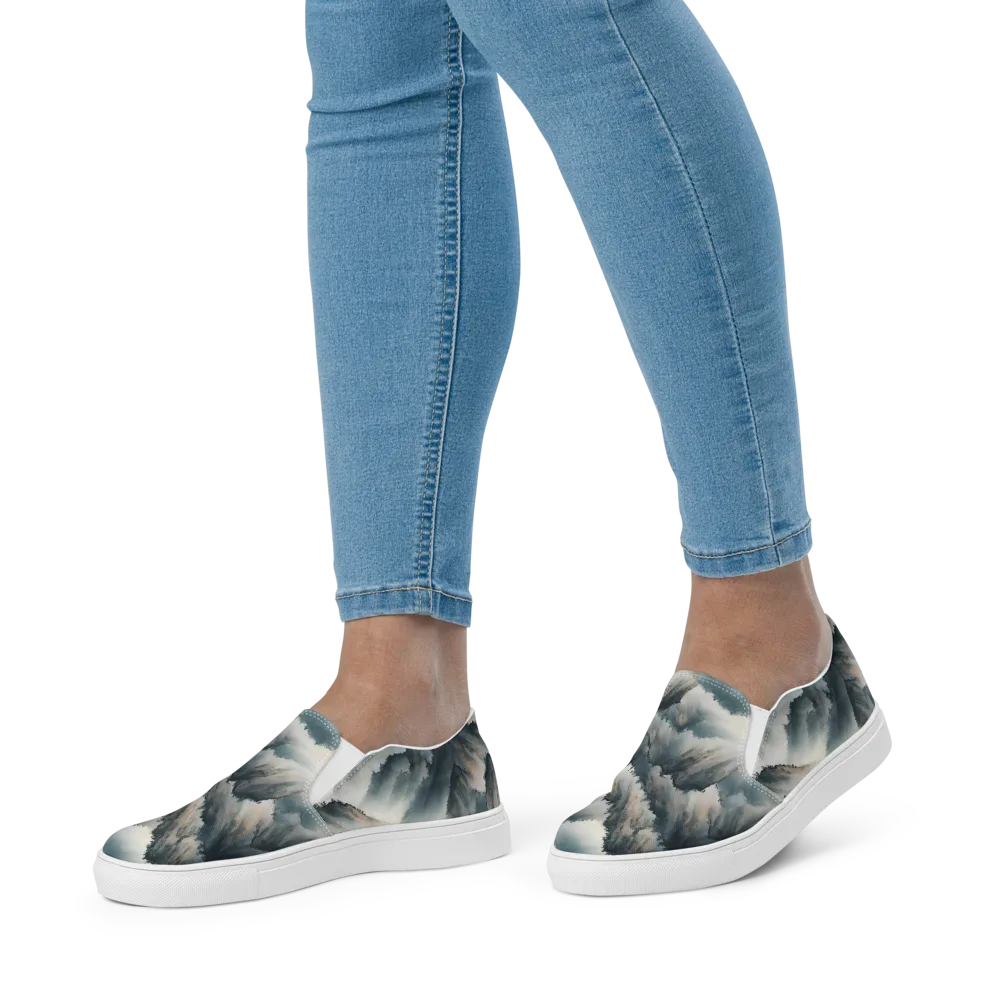 Mistbound Mountains on Women's Slip-On Canvas Shoes — Front