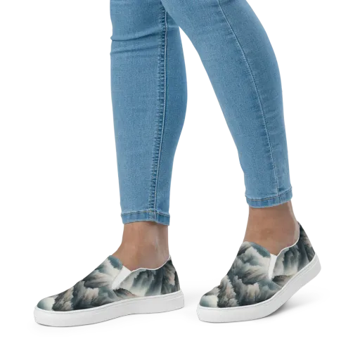 Mistbound Mountains on a Women's Slip-On Canvas Shoes