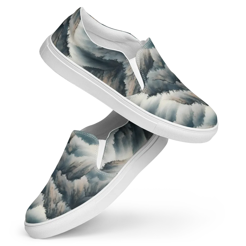 Mistbound Mountains on Women's Slip-On Canvas Shoes — Front